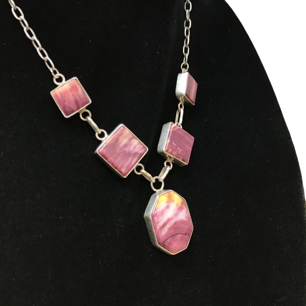 Spiny Oyster Southwestern Sterling Silver Necklace Handmade Statement 28g 17”